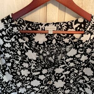 Garnet Hill Black & White Print Blouse – Size Large  $65